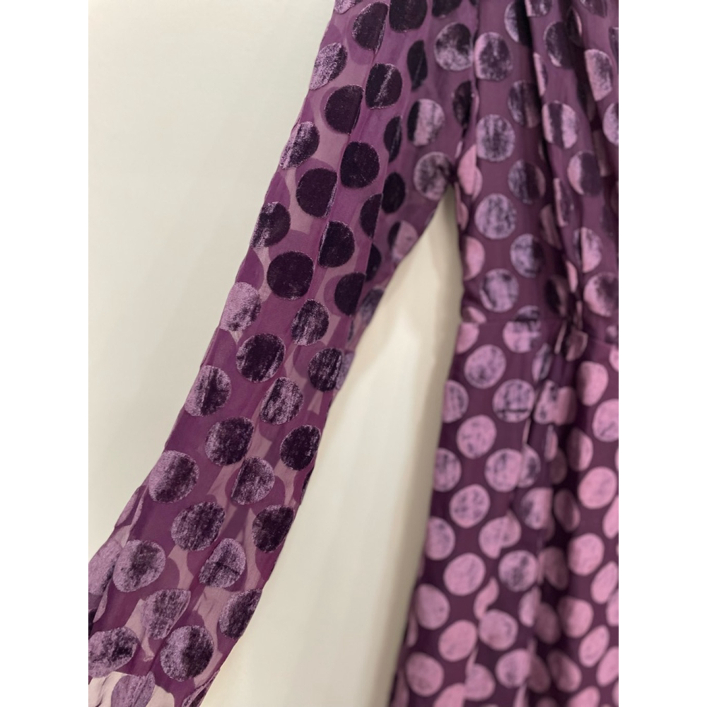 Betsey Johnson Purple Polka Dot Long Sleeve Wrap Dress - Picture 2 of 8